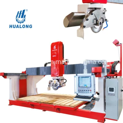 Hualong Stone Machinery Hknc-650 5 eixos CNC serra de ponte para corte de pedra para granito, mármore, bancadas de quartzito, lápide